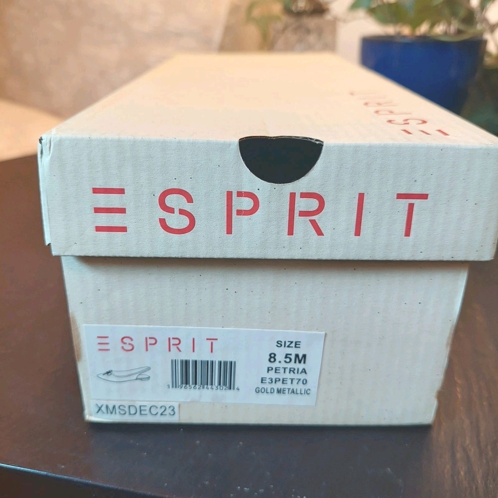 Esprit Gold Perforated Pointed Toe Slingback Flats - Picture 8 of 9